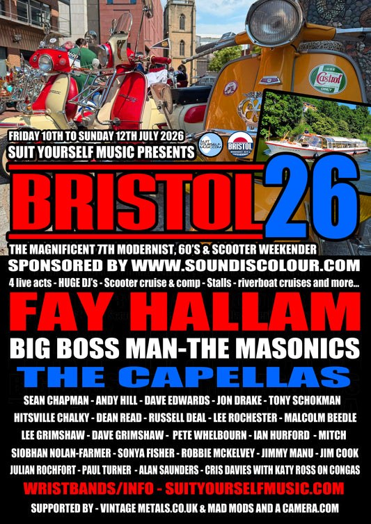 The Bristol Modernist, 60's and Scooter weekender 2026: WEEKENDER WRISTBANDS - FRIDAY 10TH - SUNDAY 12TH JULY 2026
