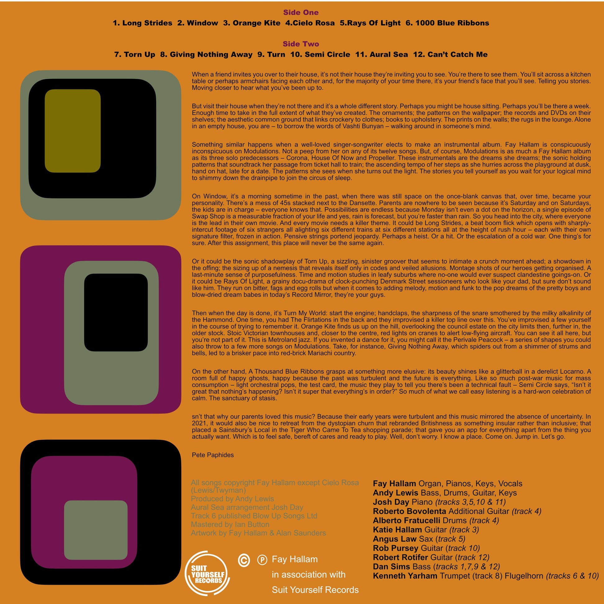 FAY HALLAM - Modulations - Limited Edition - Unsleeved - Suit Yourself Music