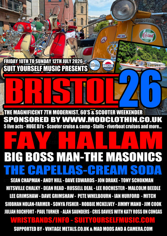 The Bristol Modernist, 60's and Scooter weekender 2026: WEEKENDER WRISTBANDS - FRIDAY 10TH - SUNDAY 12TH JULY 2026